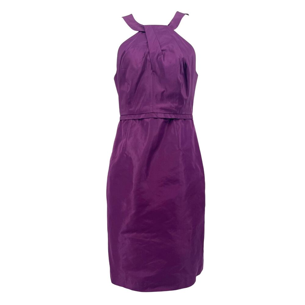 J.Crew Women' 10 Purple Silk Halterneck Cocktail Party Holiday Short Lined Dress